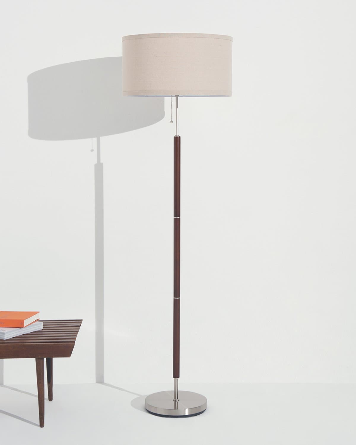 Hearth Walnut & Linen Floor Lamp