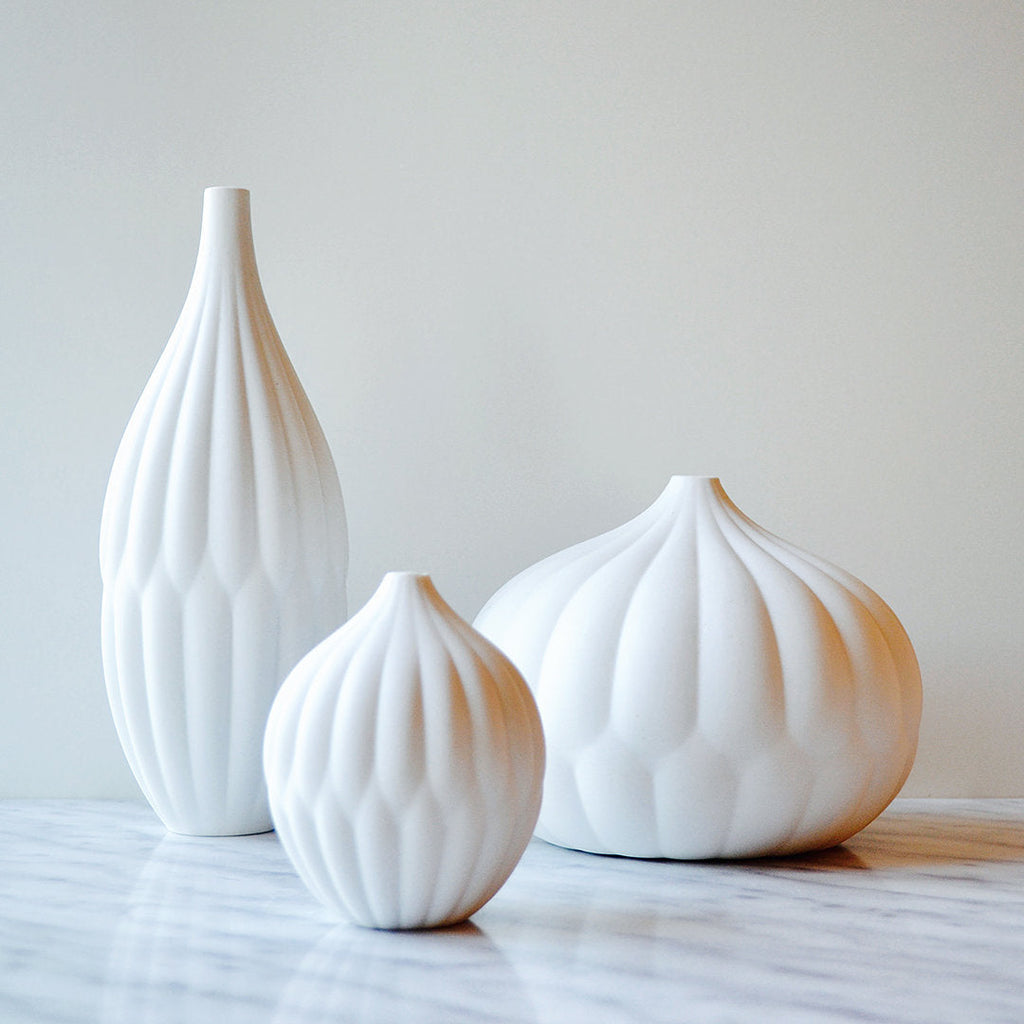 Meadow Sculpted Porcelain Vases — Set of 3