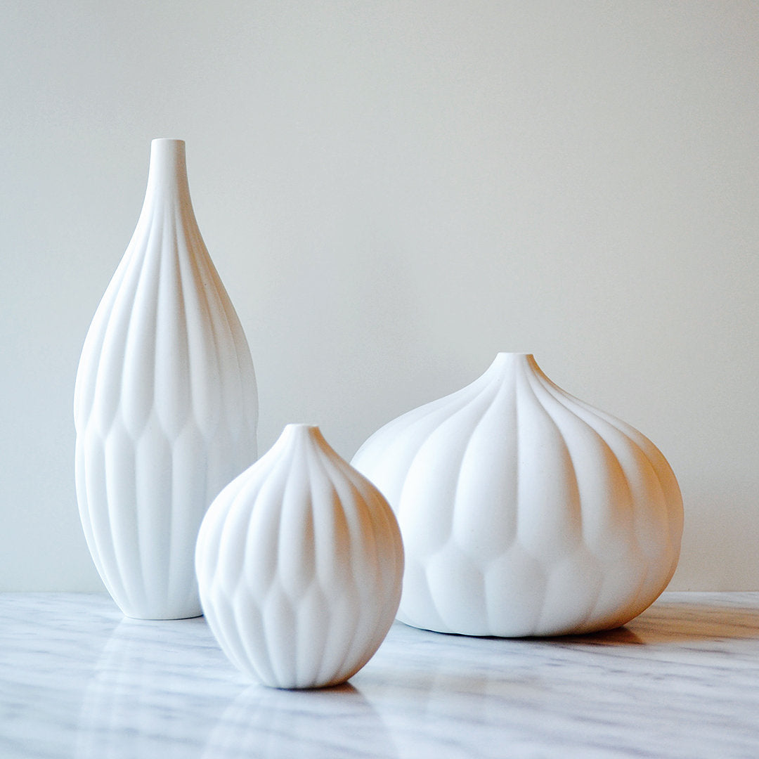 Meadow Sculpted Porcelain Vases — Set of 3
