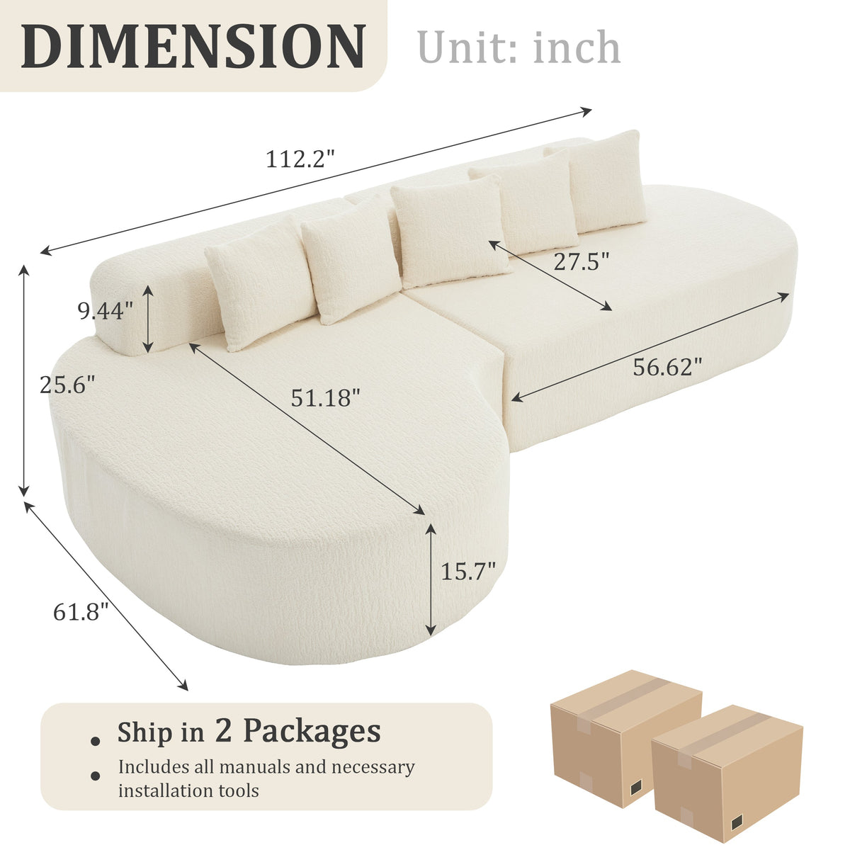Haven White Curved Cloud Sectional