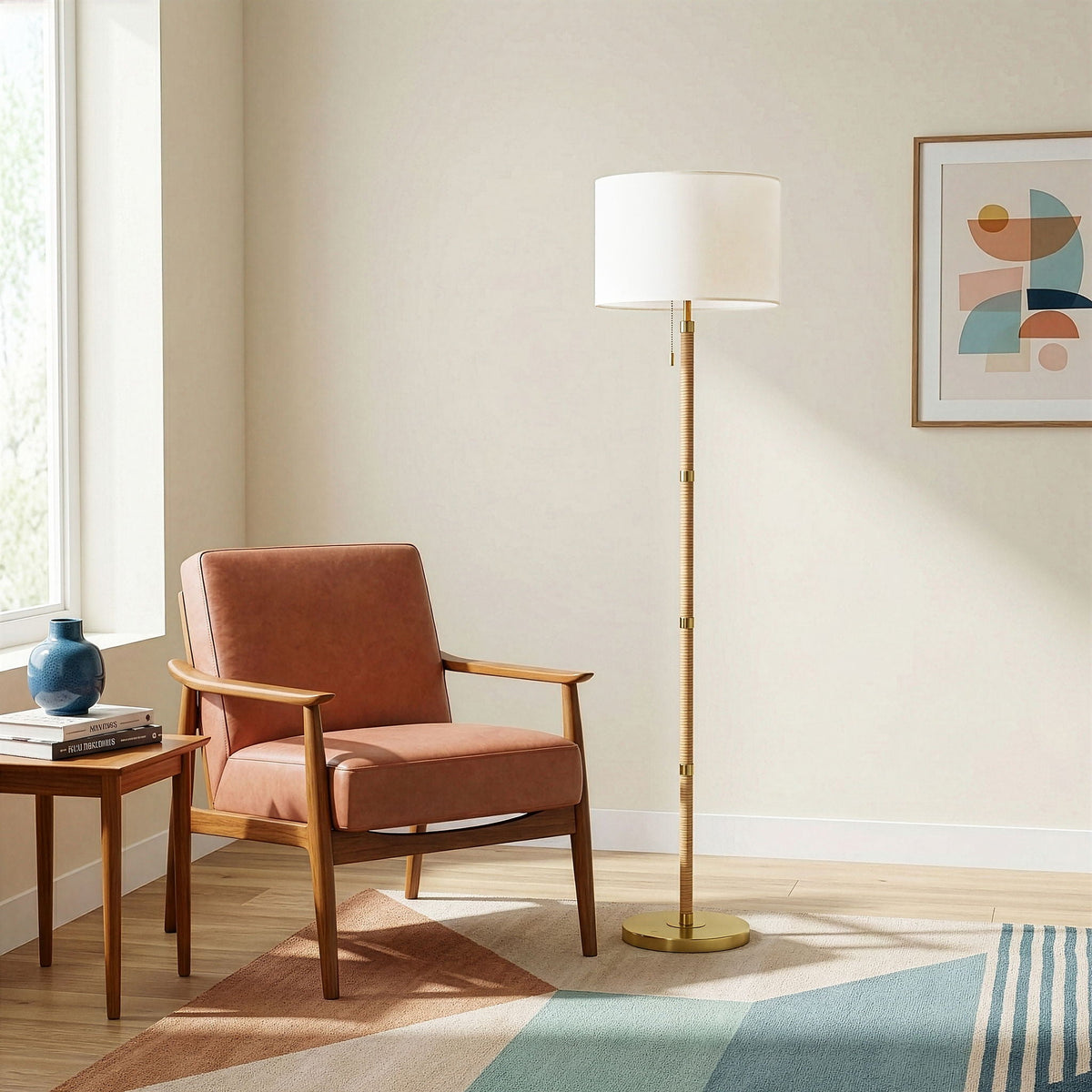 Meadow Rattan & Linen Floor Lamp