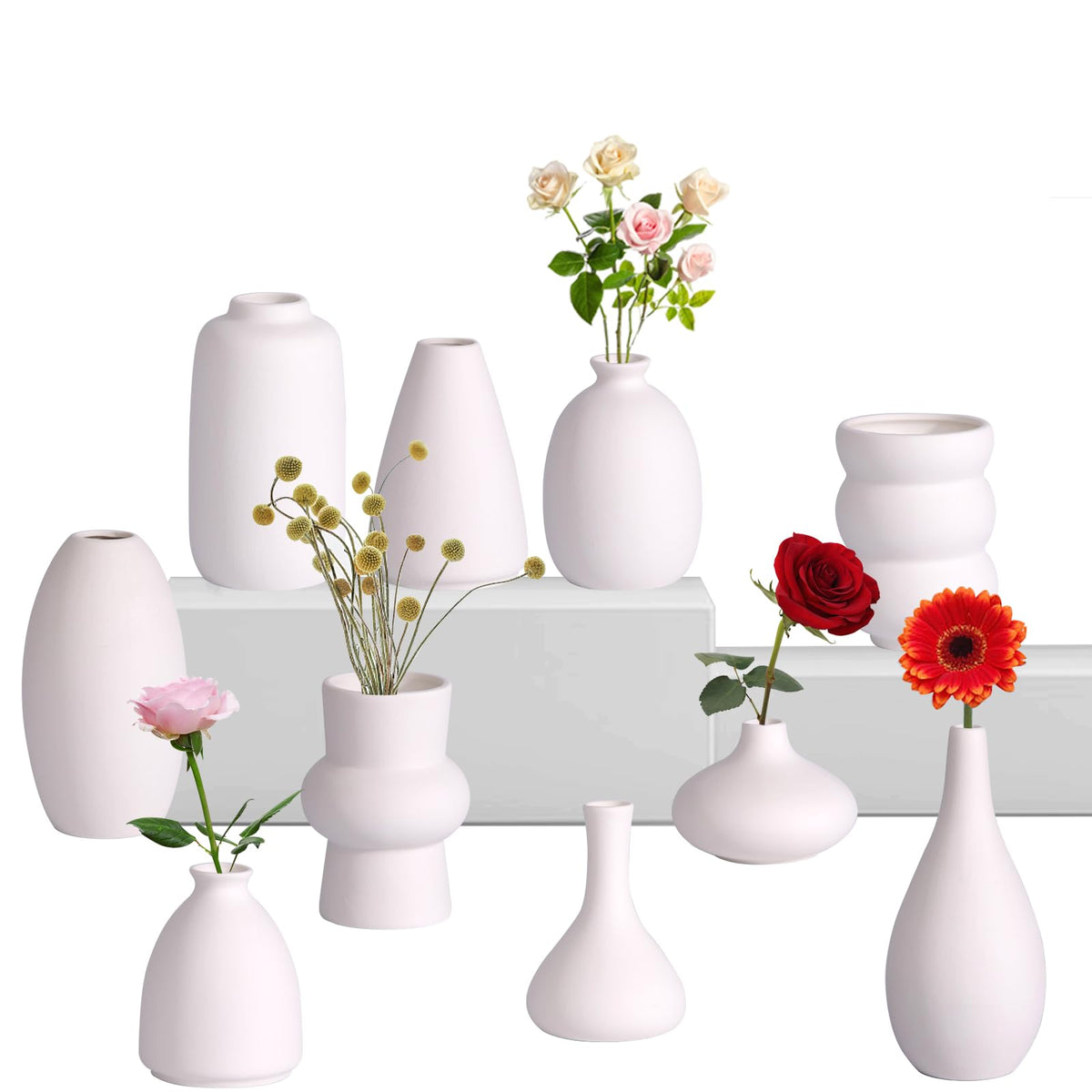 Meadow White Ceramic Bud Vase Collection