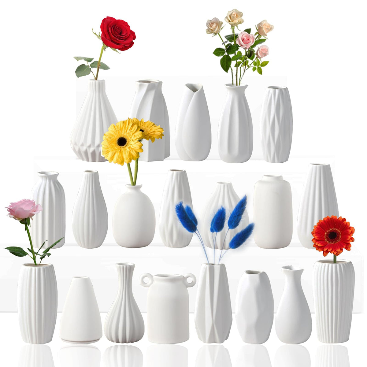 Meadow White Ceramic Bud Vase Collection