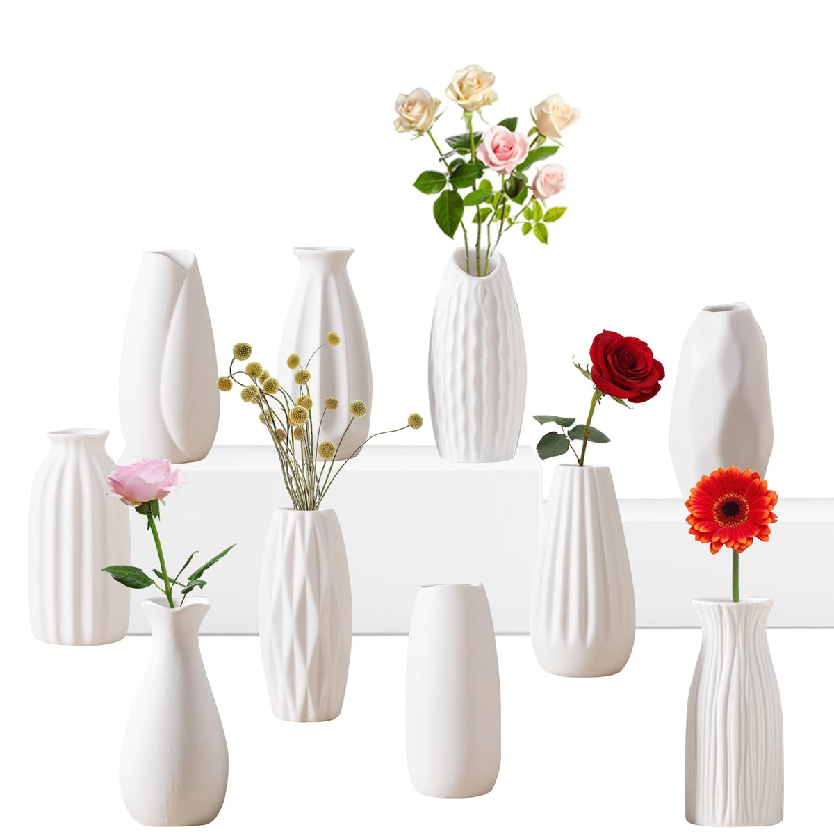 Meadow White Ceramic Bud Vase Collection