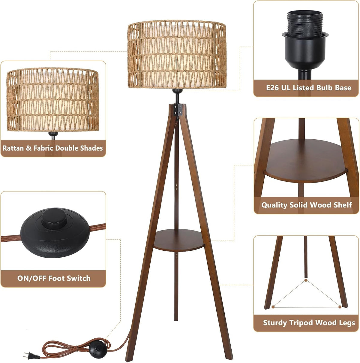 Hearth Tripod Shelf Floor Lamp