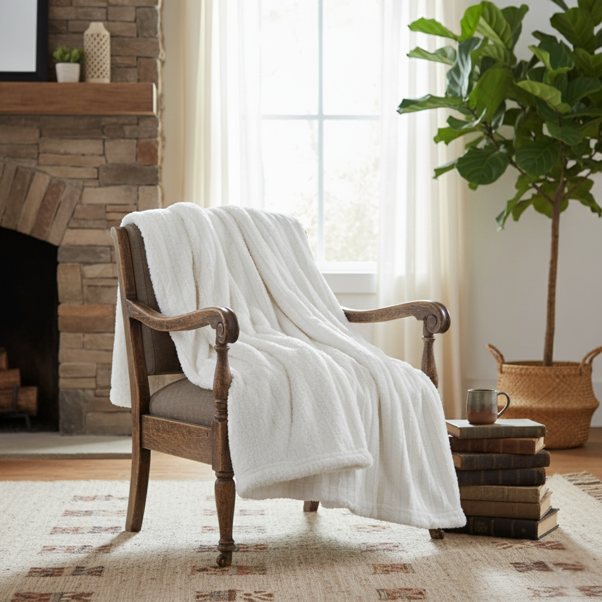 Ivory Cloud Sherpa Throw