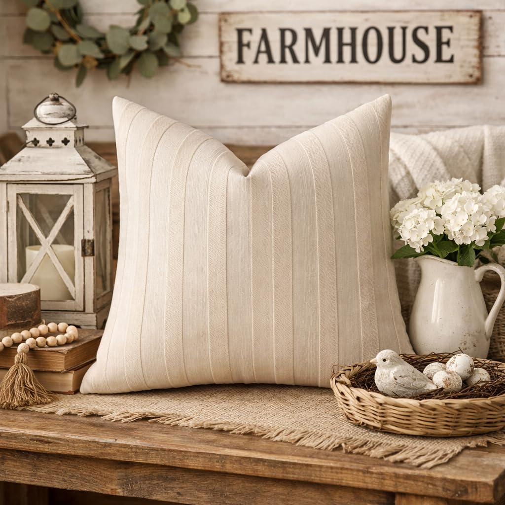 Linen Stripe Pillow Cover