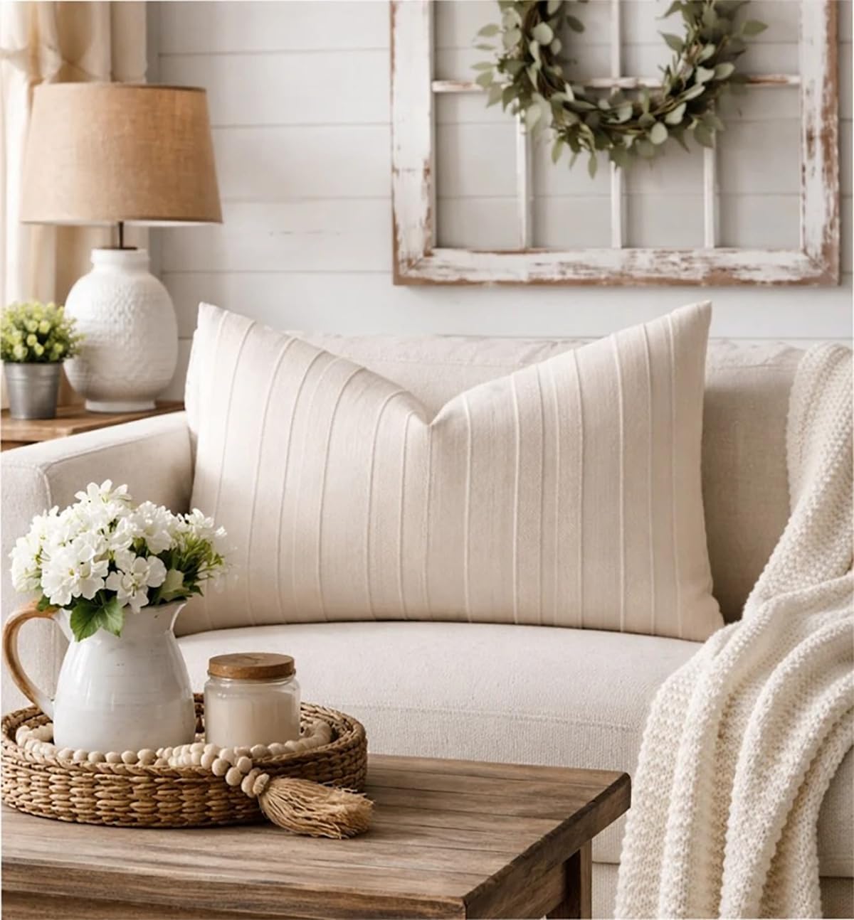 Linen Stripe Pillow Cover