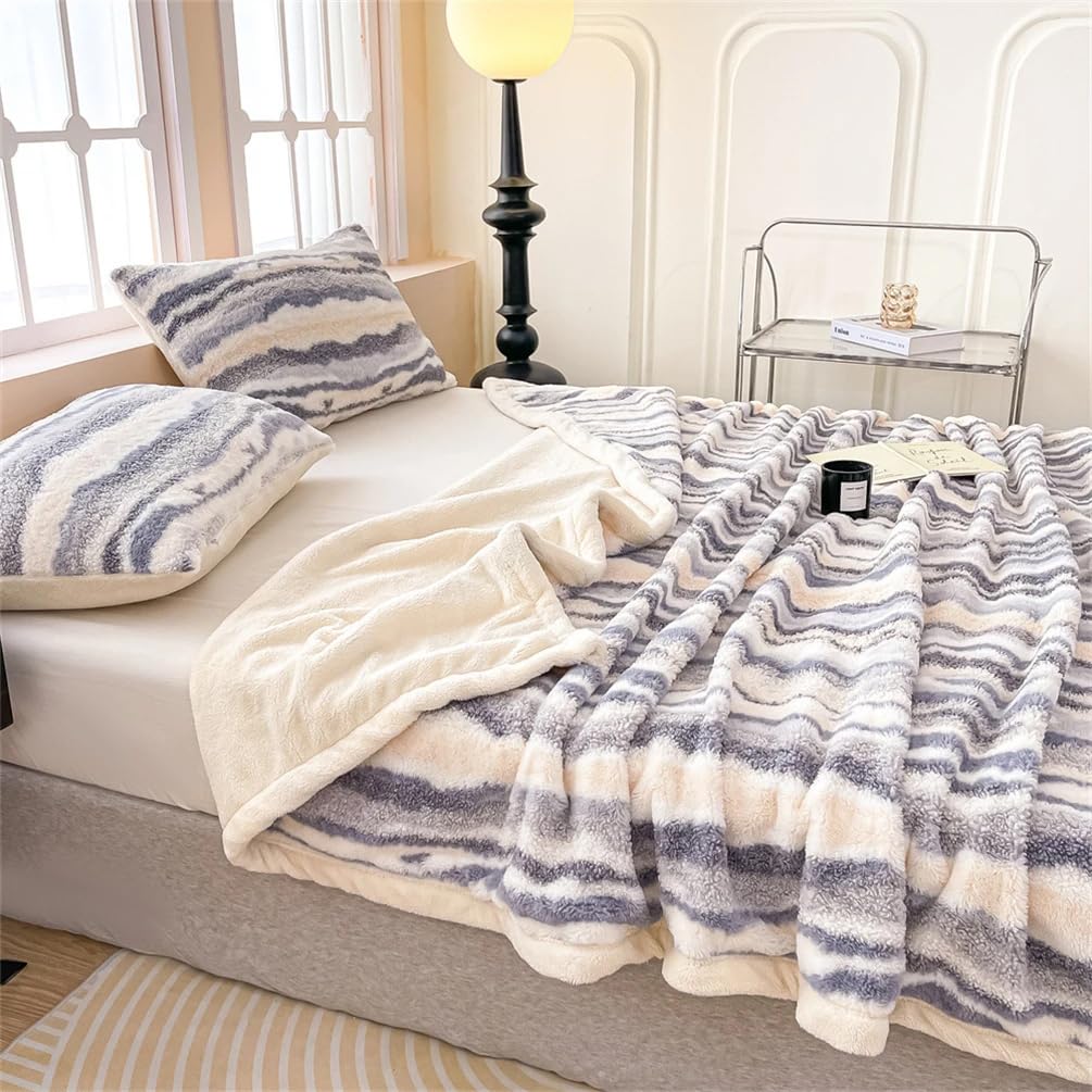 Haven Stripe Faux Fur Throw