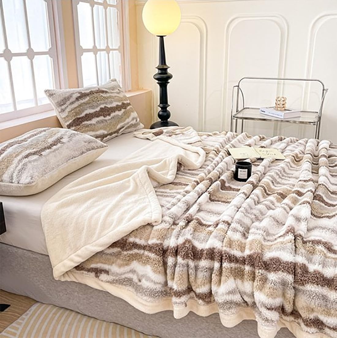 Haven Stripe Faux Fur Throw