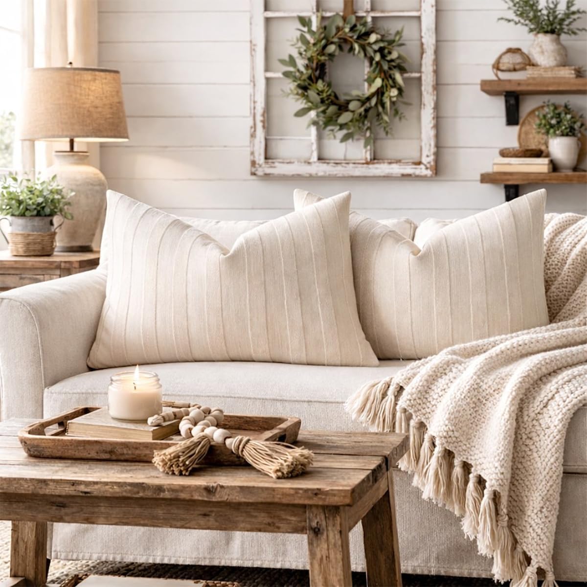 Linen Stripe Pillow Cover