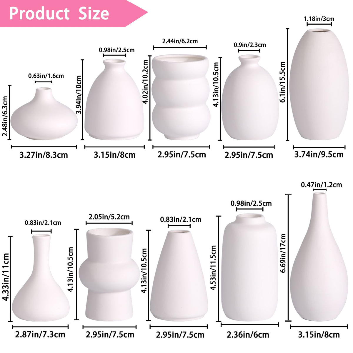 Meadow White Ceramic Bud Vase Collection