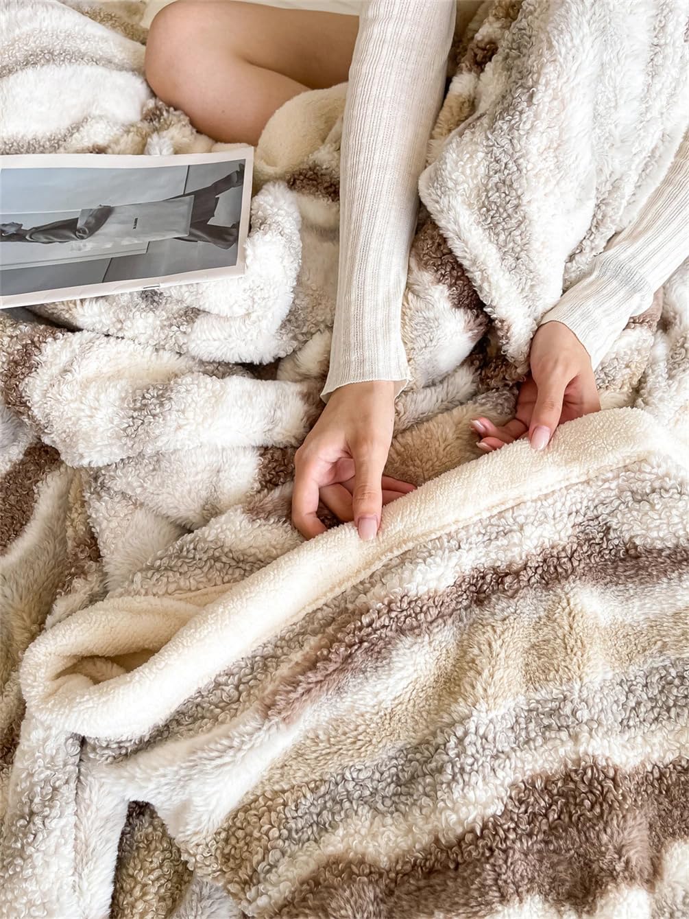 Haven Stripe Faux Fur Throw