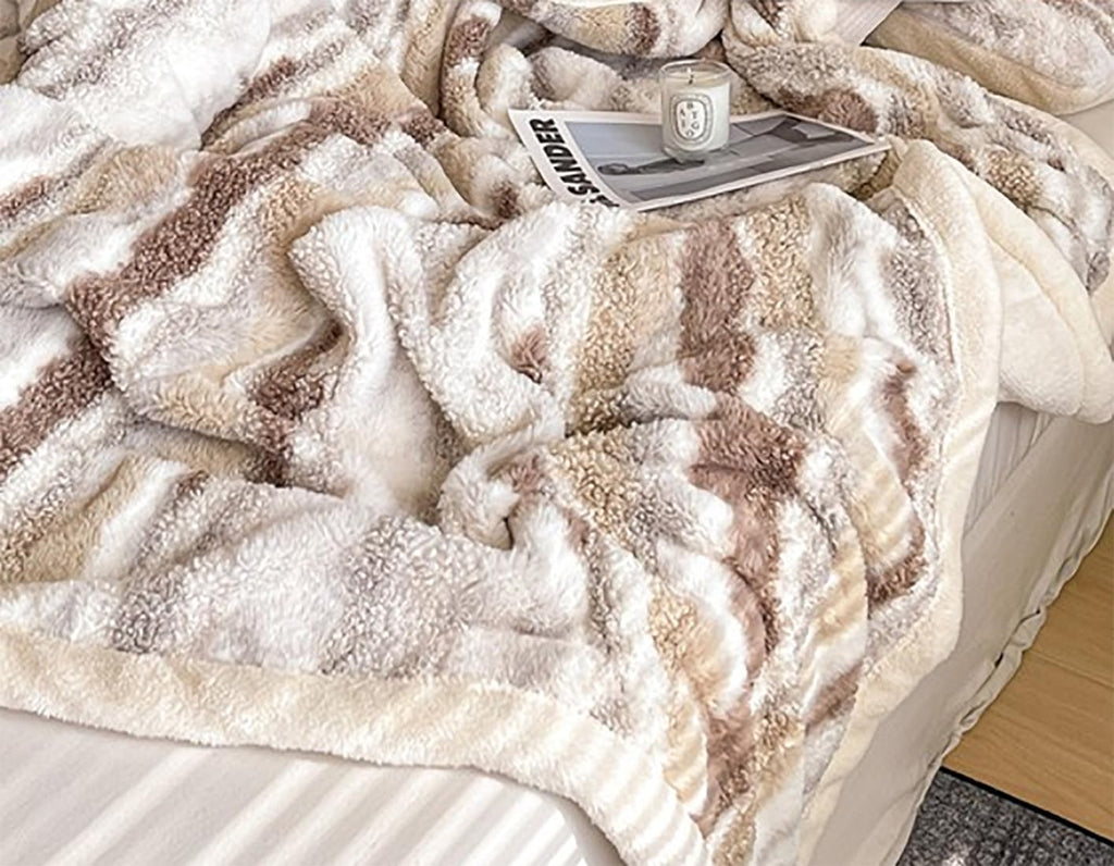 Haven Stripe Faux Fur Throw