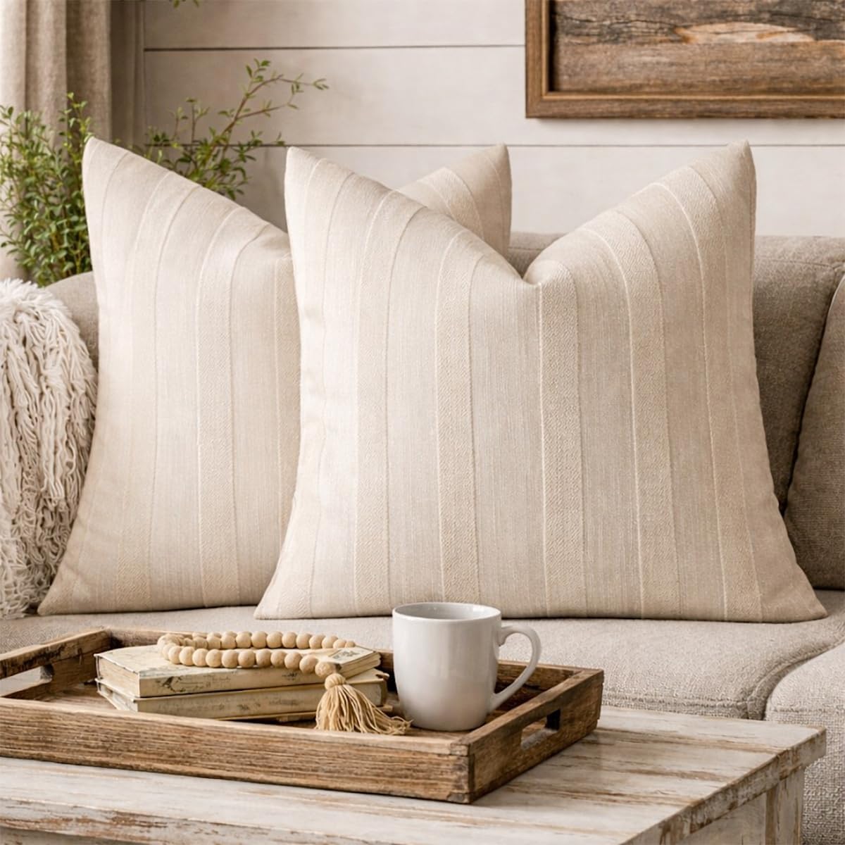 Linen Stripe Pillow Cover
