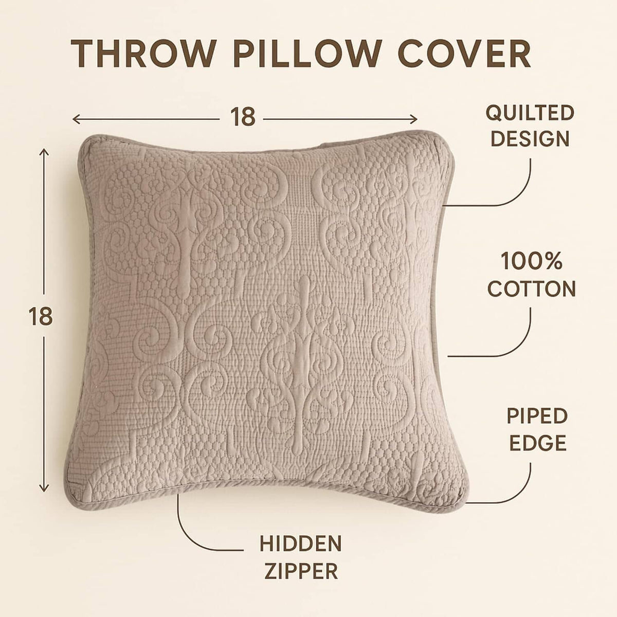 Meadow Taupe Floral Pillow Covers — Set of 2