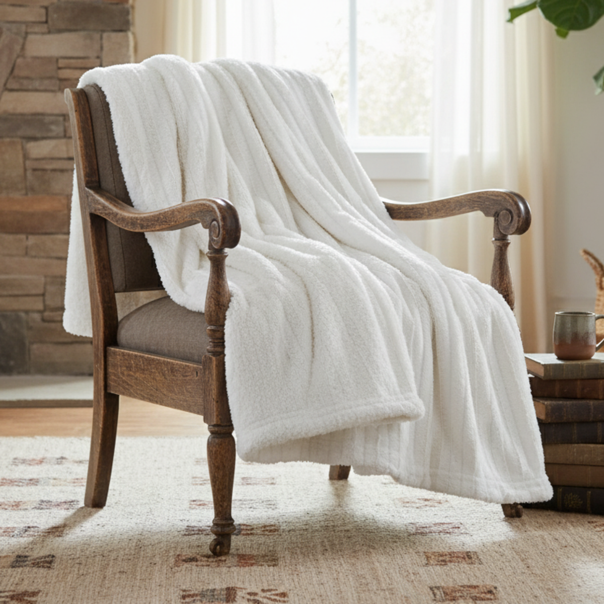 Ivory Cloud Sherpa Throw