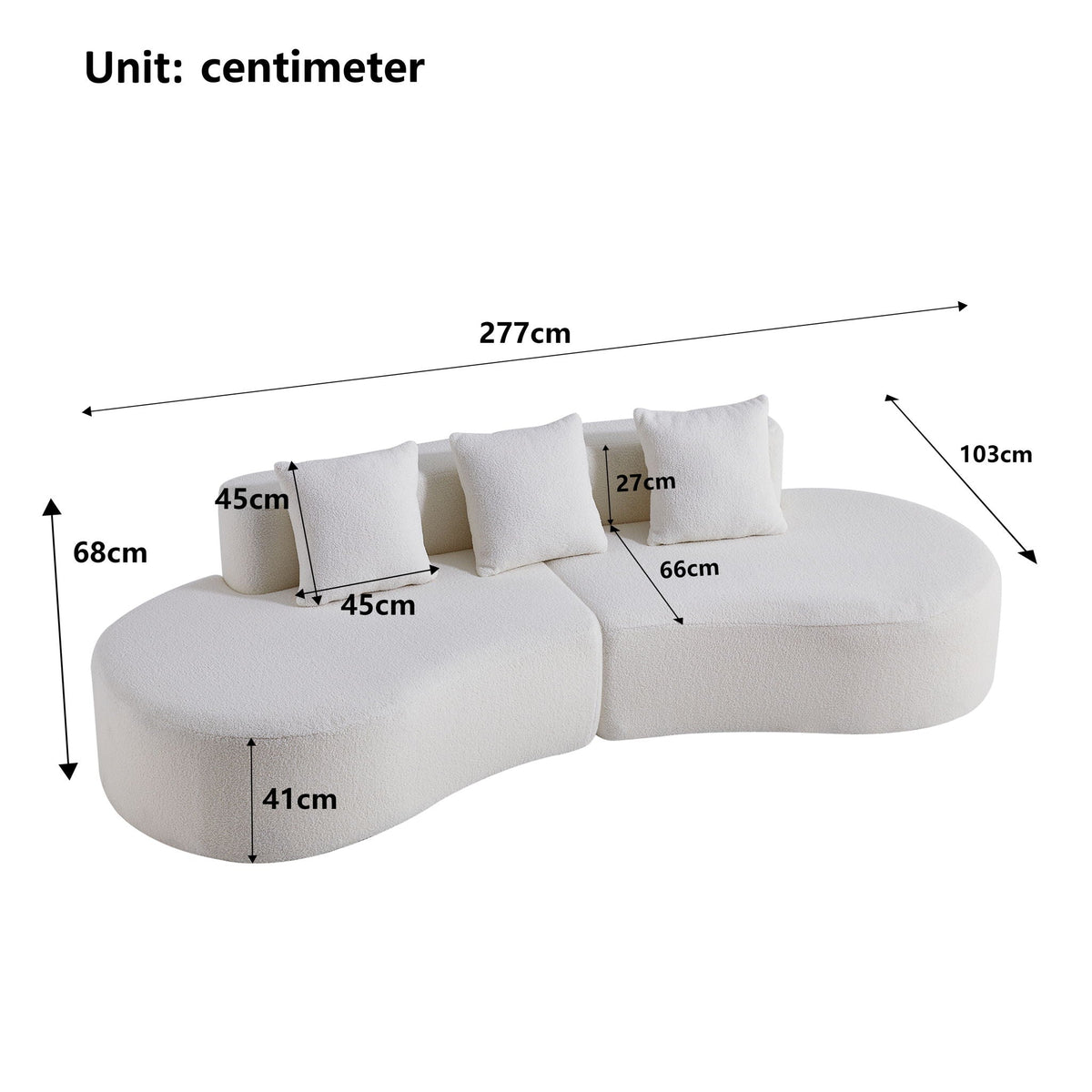 Meadow White Half-Moon Sofa