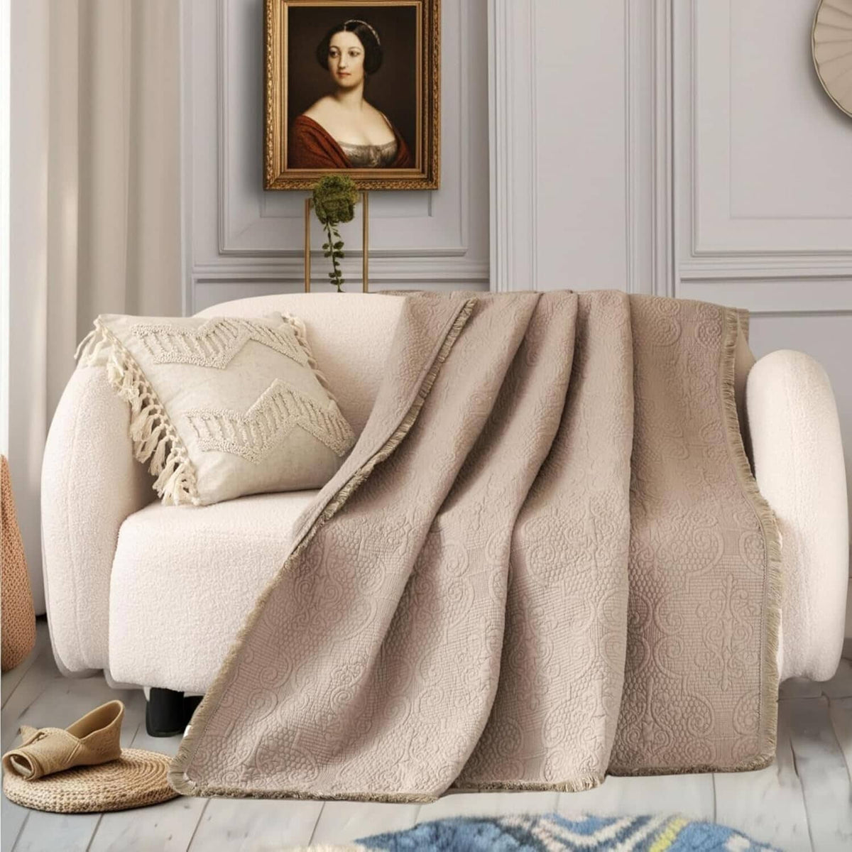 Meadow Taupe Quilted Throw
