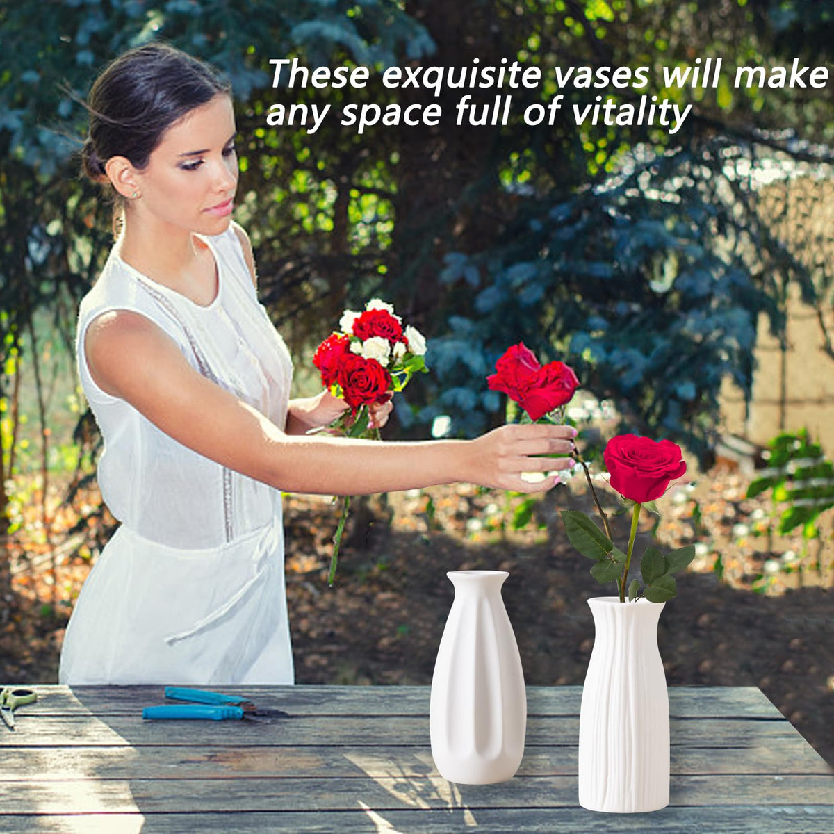 Meadow White Ceramic Bud Vase Collection