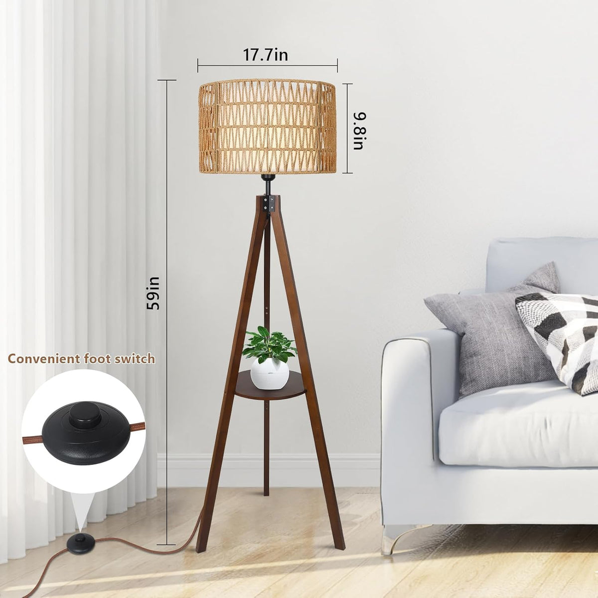 Hearth Tripod Shelf Floor Lamp