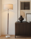 Hearth Walnut & Linen Floor Lamp