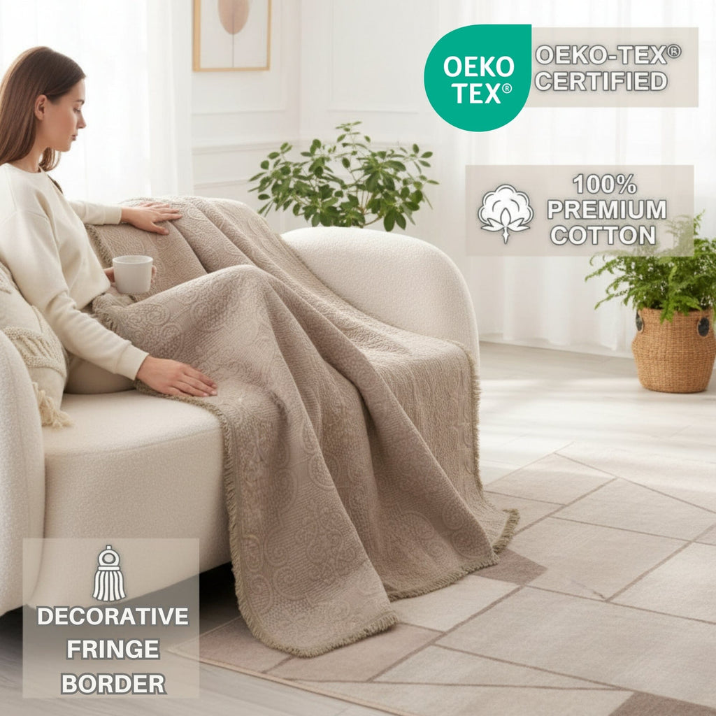 Meadow Taupe Quilted Throw