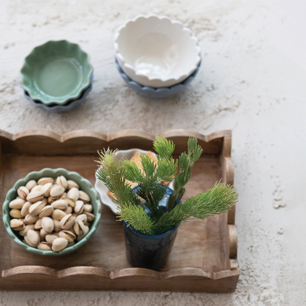 Meadow Scalloped Wood Tray