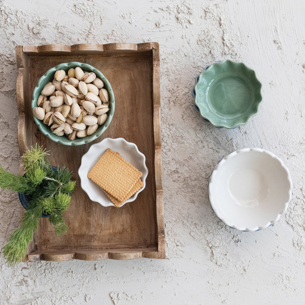 Meadow Scalloped Wood Tray