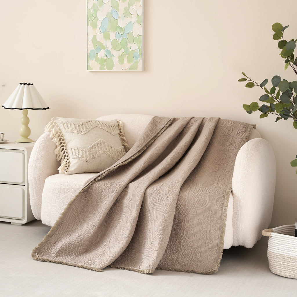 Meadow Taupe Quilted Throw