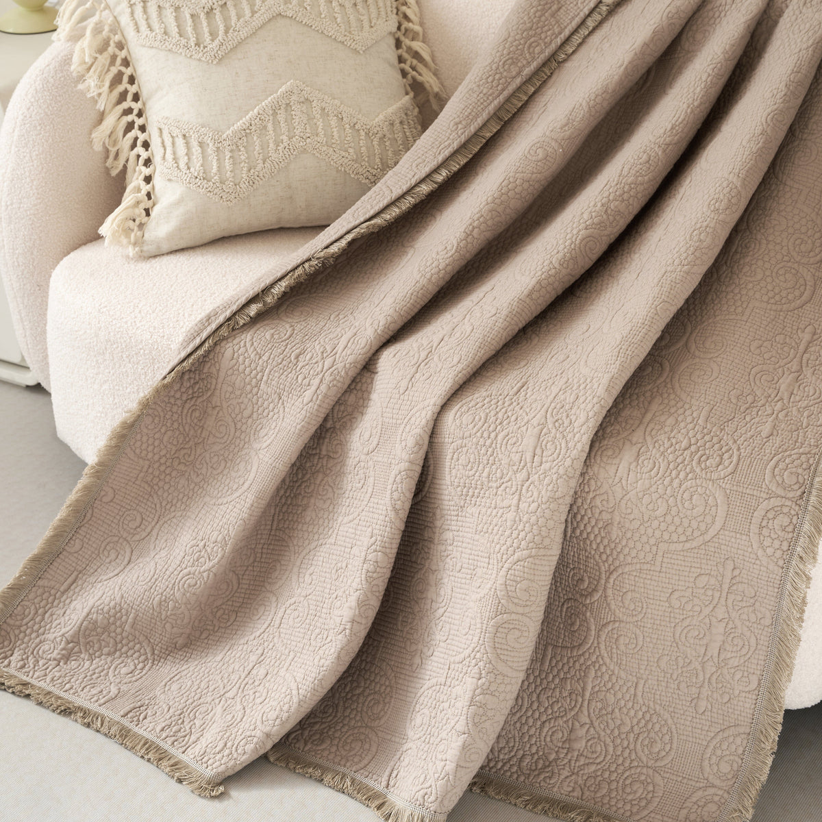 Meadow Taupe Quilted Throw