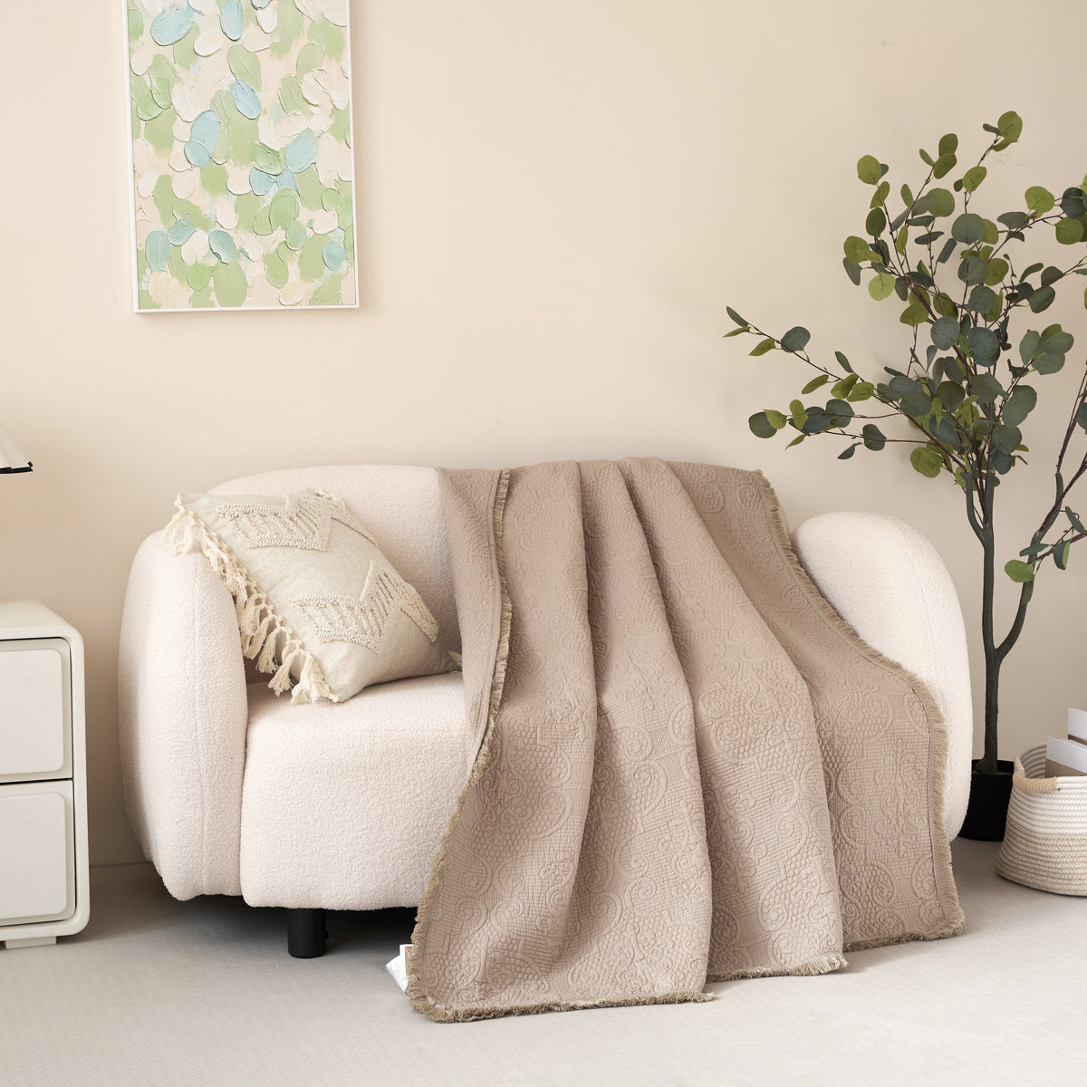 Meadow Taupe Quilted Throw