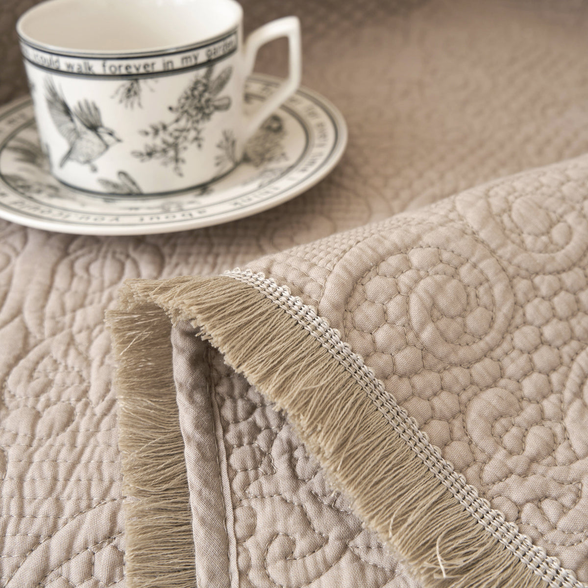 Meadow Taupe Quilted Throw
