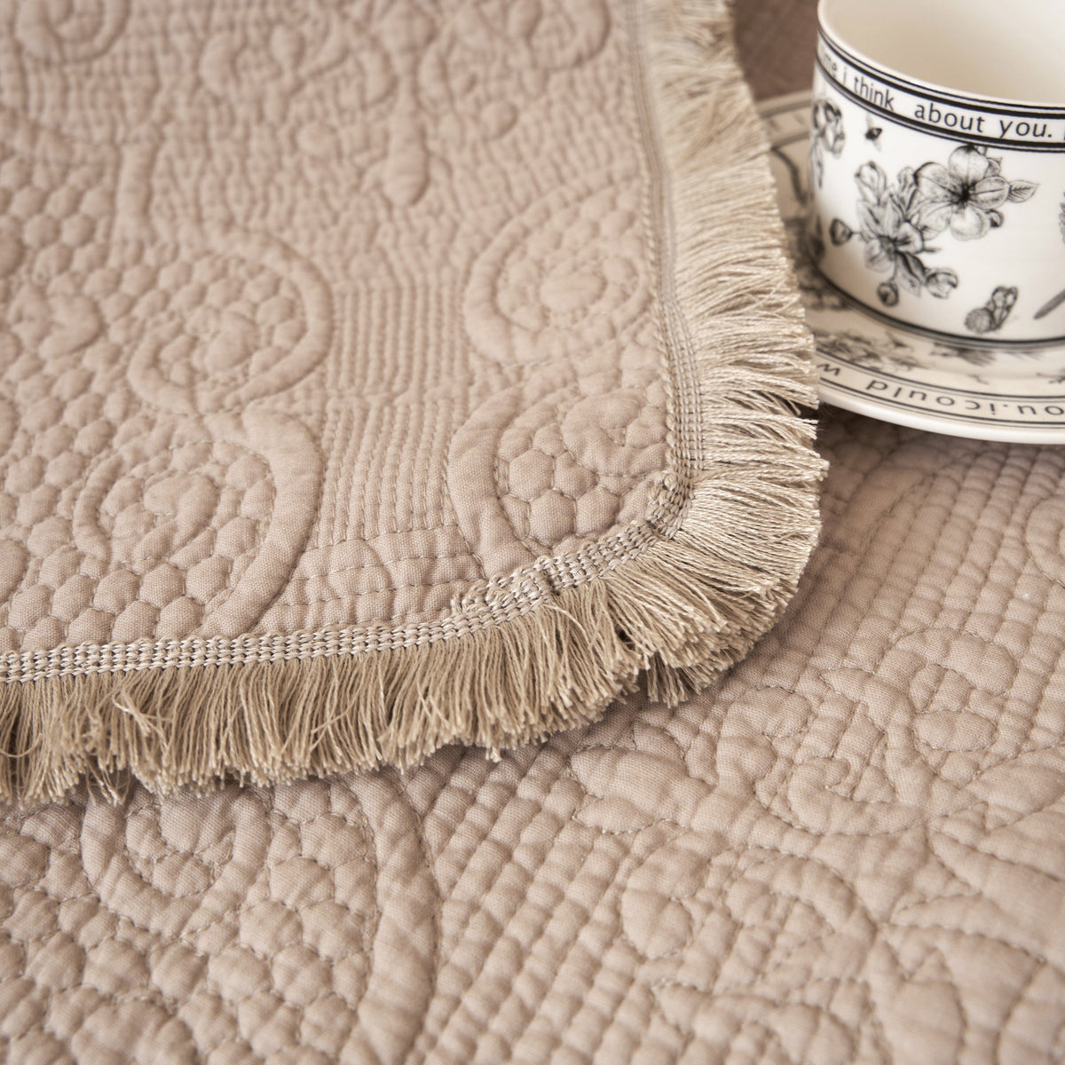 Meadow Taupe Quilted Throw