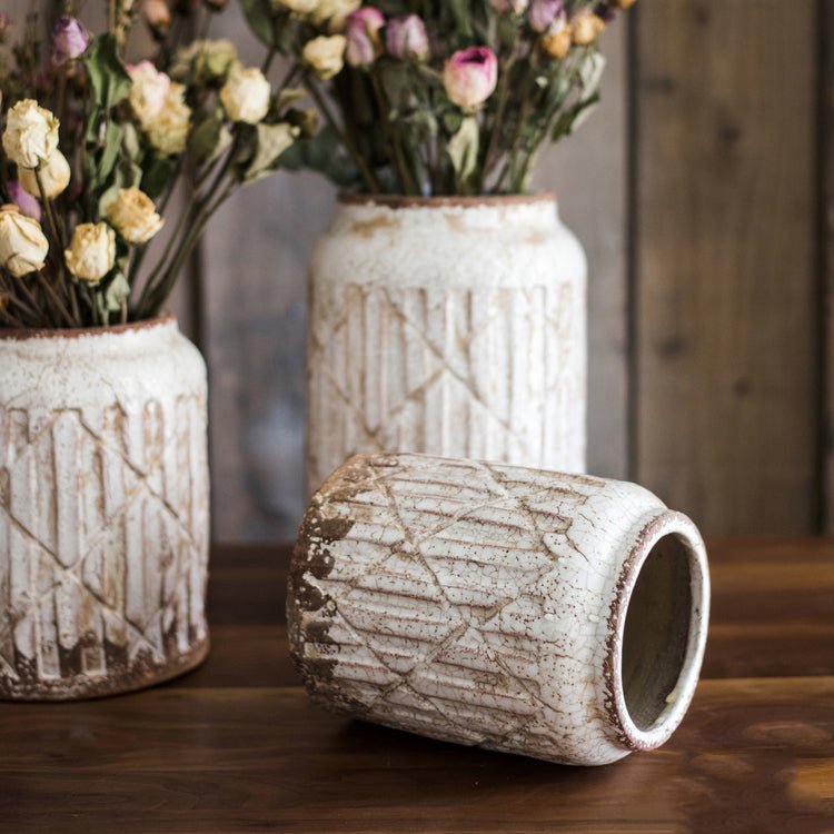 Hearth Distressed Ceramic Jar Vase