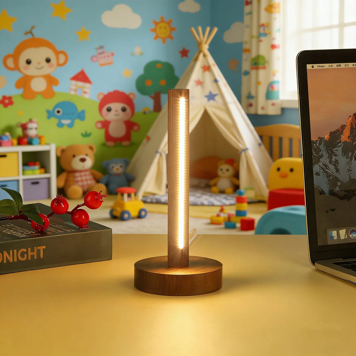 Hearth USB Wood Accent Lamp