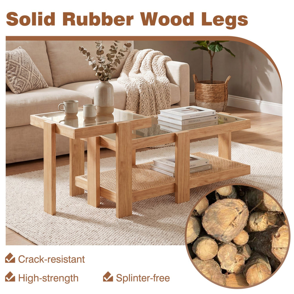 Hearth Rattan Nesting Tables — Set of 2