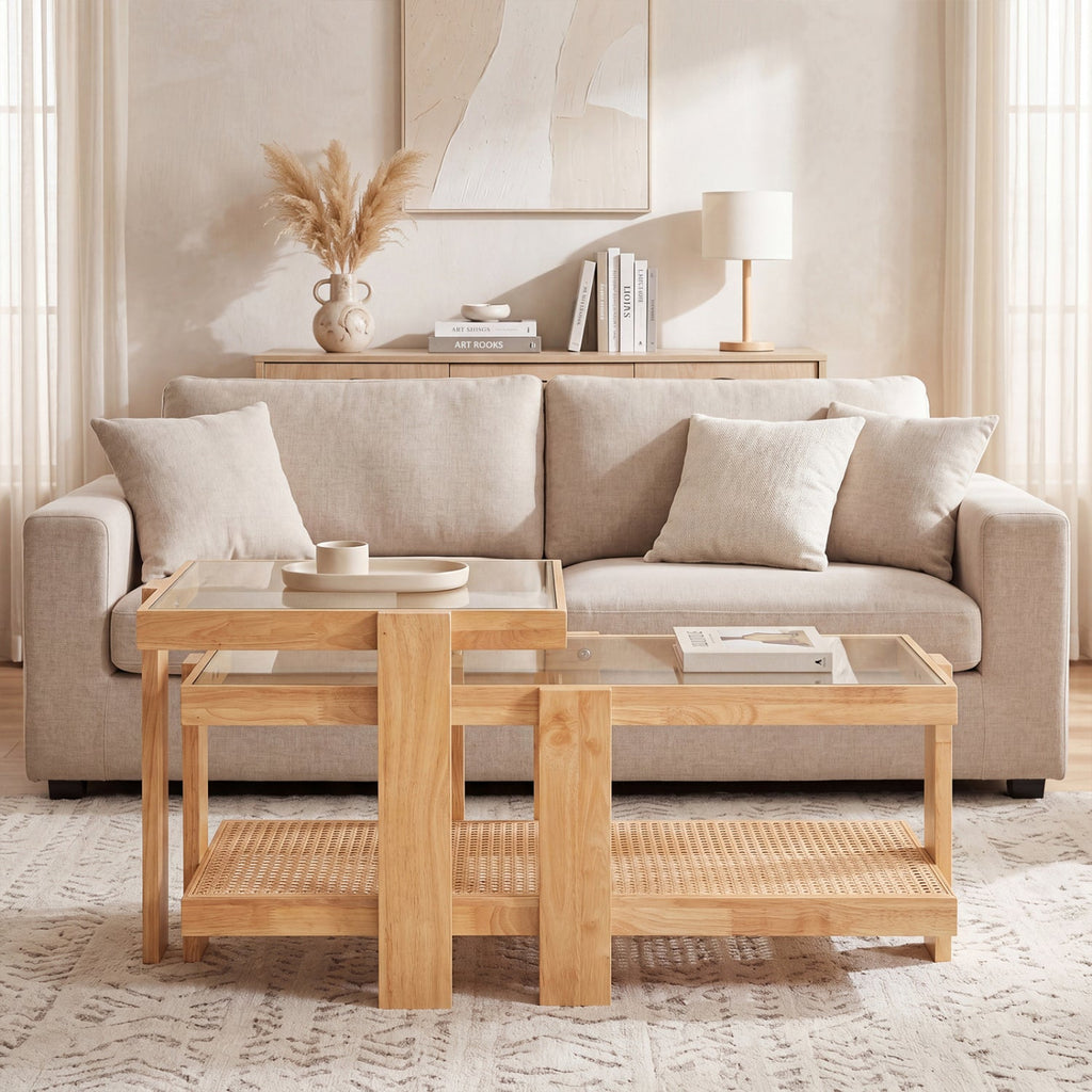 Hearth Rattan Nesting Tables — Set of 2