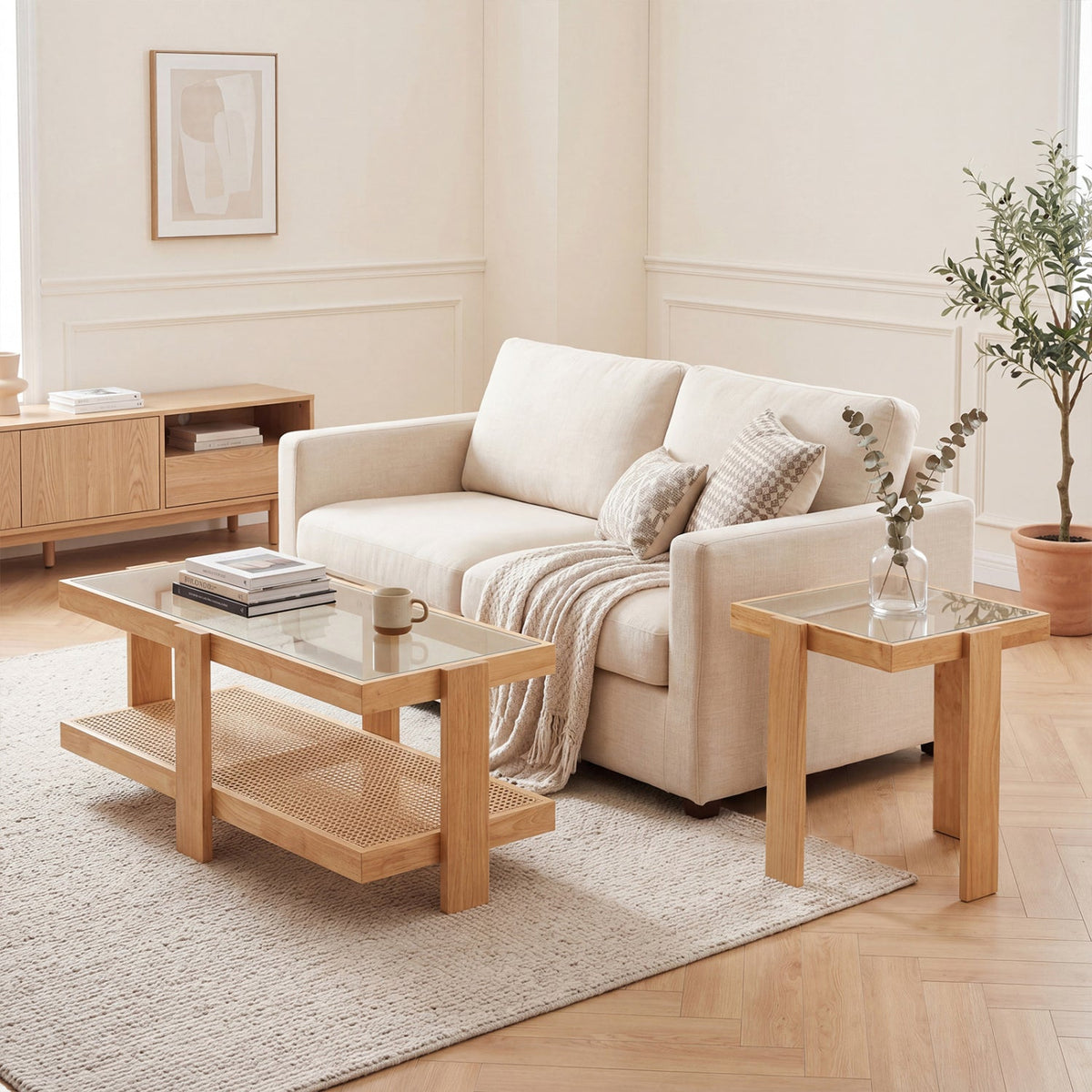 Hearth Rattan Nesting Tables — Set of 2