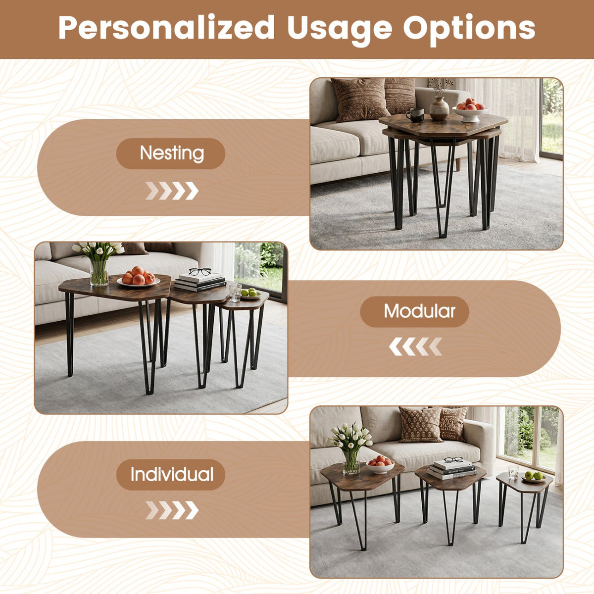 Haven Rustic Nesting Tables — Set of 3
