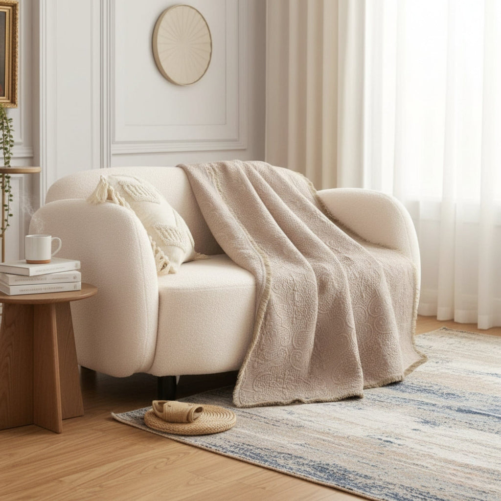 Meadow Taupe Quilted Throw
