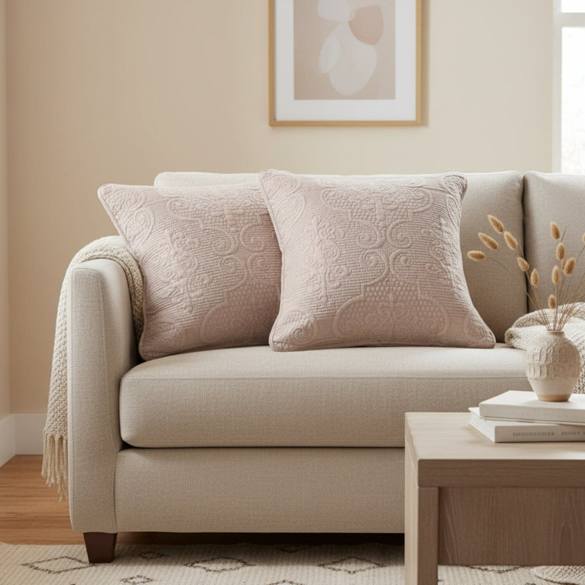 Meadow Taupe Floral Pillow Covers — Set of 2
