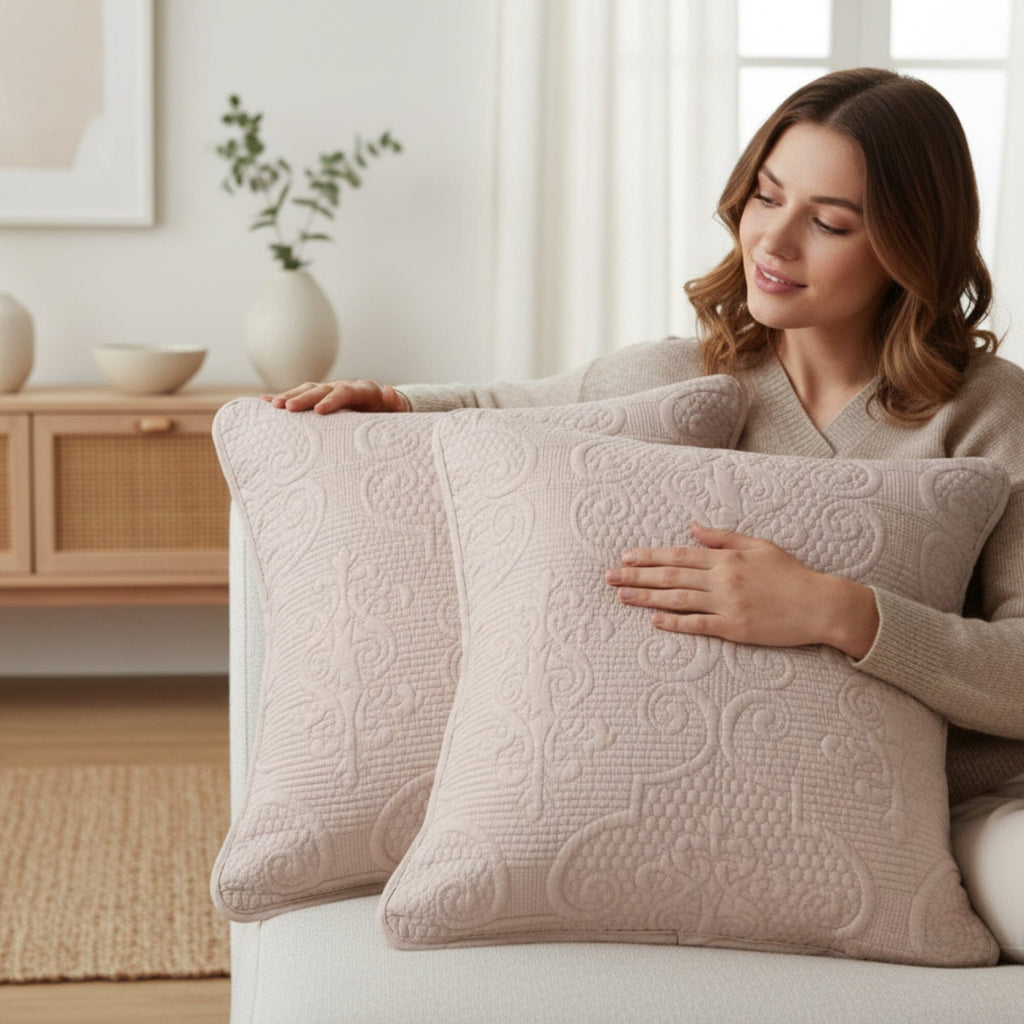 Meadow Taupe Floral Pillow Covers — Set of 2