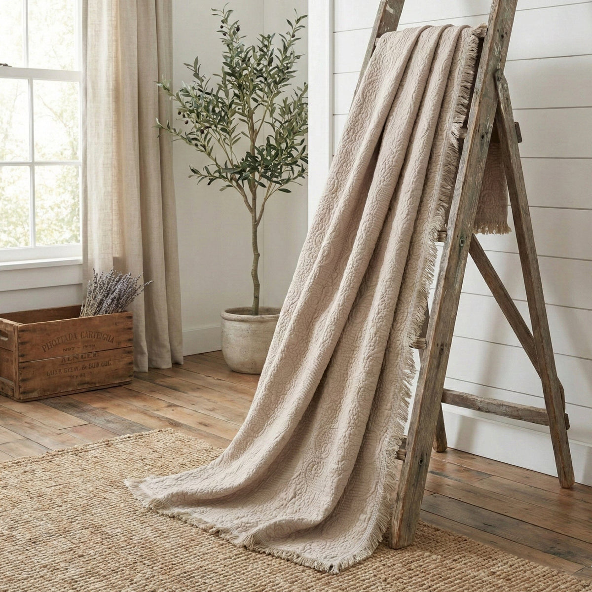 Meadow Taupe Quilted Throw