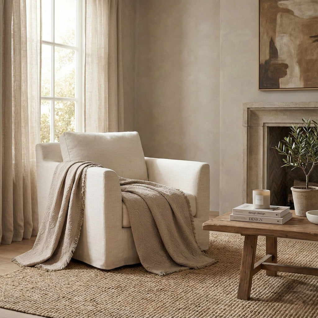Meadow Taupe Quilted Throw