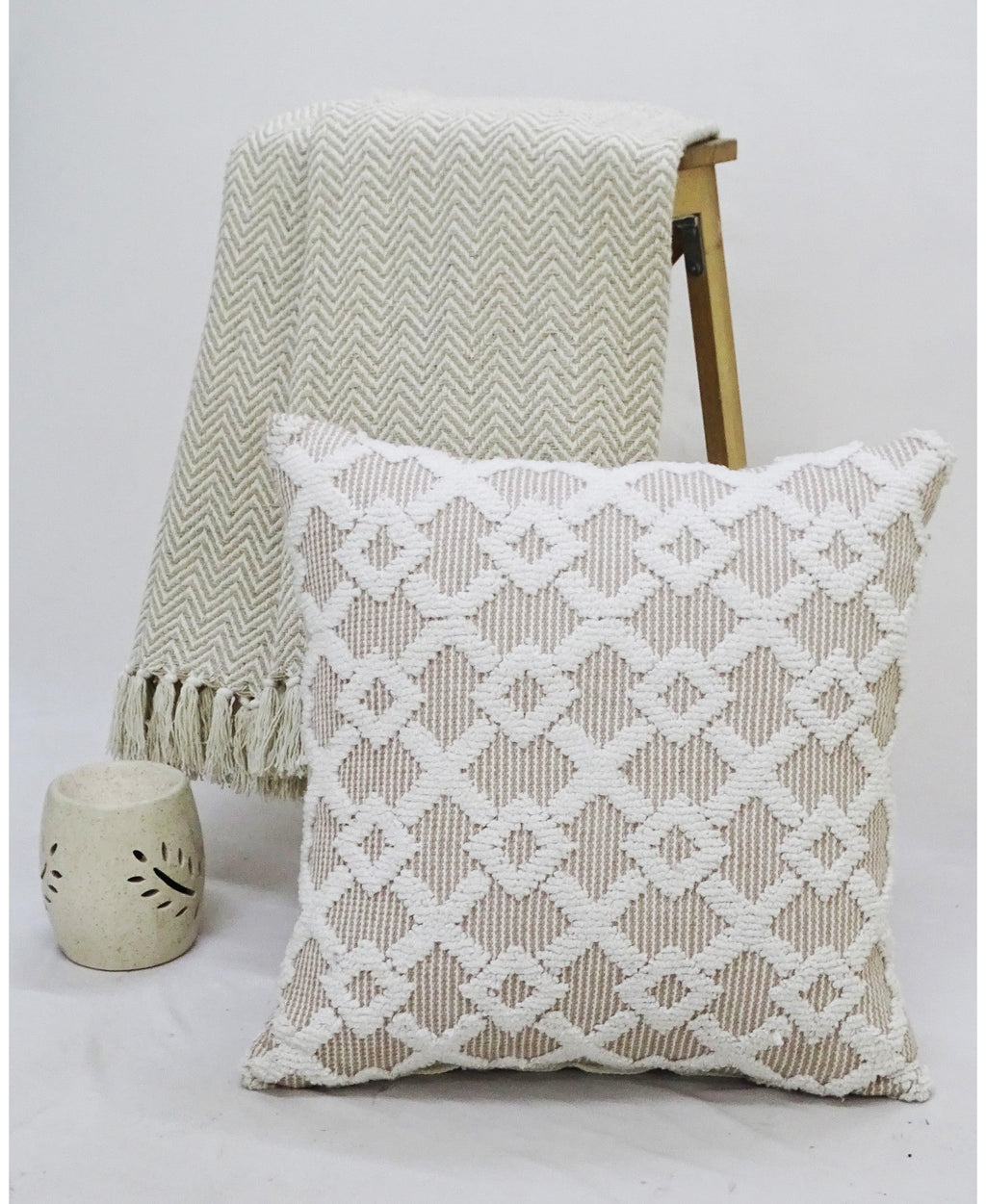 Haven Beige Geometric Pillow