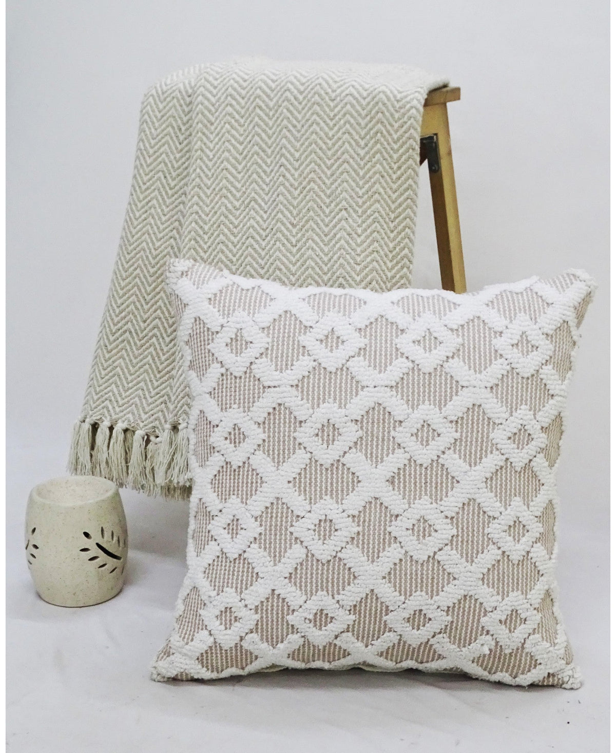 Haven Beige Geometric Pillow
