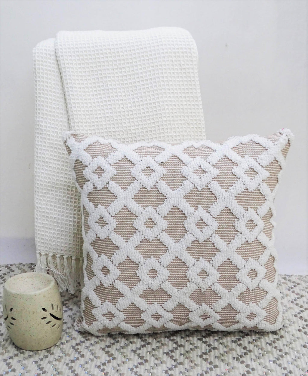 Haven Beige Geometric Pillow