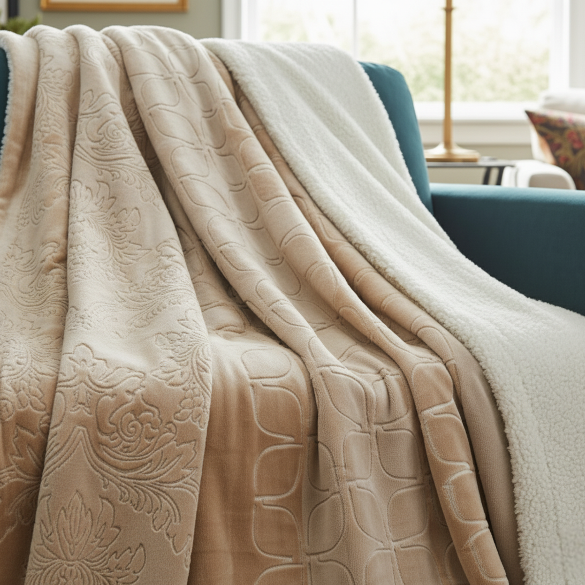 Champagne Bloom Sherpa Throw