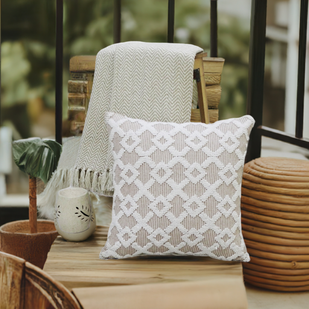Haven Beige Geometric Pillow